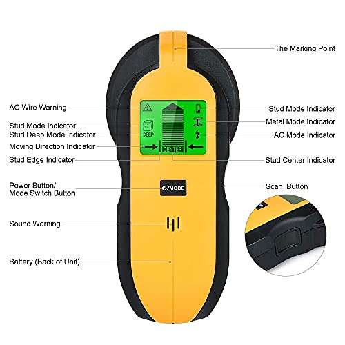 TANGIST High Sensitivity Stud Finder Sensor Wall Scanner, 4 in 1 Multifunction Electronic Stud Sensor Wall Detector Center Finding with LCD Display for Wood AC Wire Metal Studs Detection 2