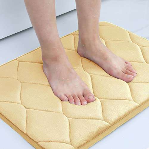 Colorxy Memory Foam Bathroom Rugs - Water Absorbent, Super Soft Non-Slip Bath Mat, Washable Ogee Design Bathroom Mat Set of 3, Small/Large/Contour, Black 6