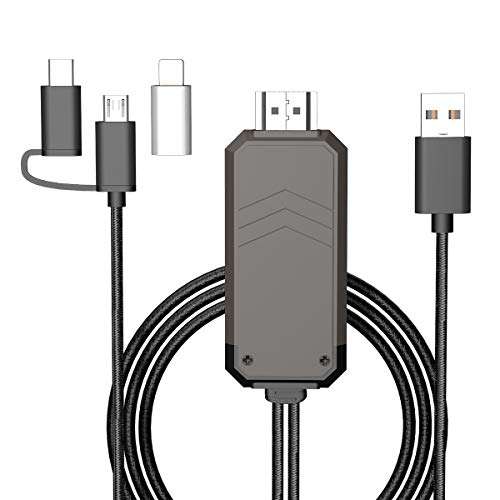 Yasolote 3 in 1 Phone to HDMI Cable, HDMI Adapter Cord Compatible with TV/Projector/Monitor, 1080P Av Convertor for iPhone, iPad Air, Mini, Pro, iPod Touch, Plug and Play 1