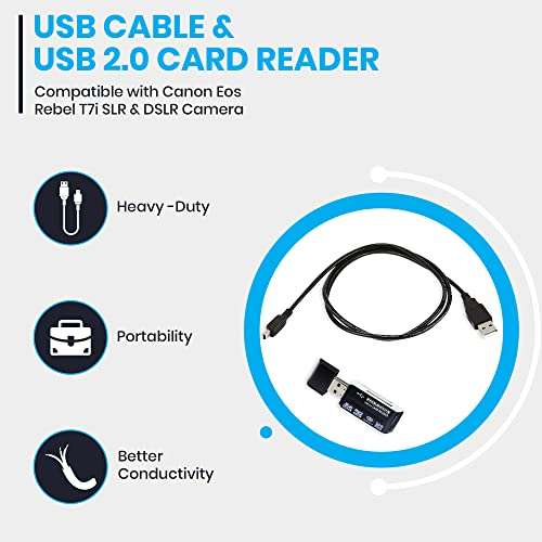 Excelshoots USB Cable - 3 FT Mini Data Transfer Cable for Canon EOS Rebel T7i/DSLR Cameras & Camcorders 2