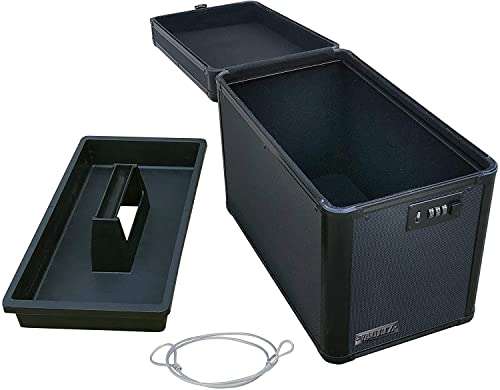 Vaultz Locking Ammo Crate - Metal Storage Box for Ammunition w/Combination Lock and Tether - Large Utility Ammo Can - 10 x 7.88 x 14.25 Inches, Tactical Black﻿ 3