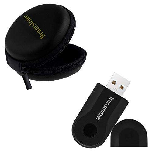 Exxelo (Carrying Case Protection) Round Zipper Storage Protection Cover Pouch for Coins,Earphone with Wireless Bluetooth 4.0 Transmitter Bt400 Stereo Audio Music Adapter 1