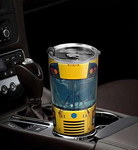 64HYDRO 20oz School Bus Tumbler, Bus Drivers, Back to School Gifts, Coffee Tumbler for Men, Stainless Steel Double Wall Vacuum Insulated Coffee Mug, Travel Cup with Lid 4