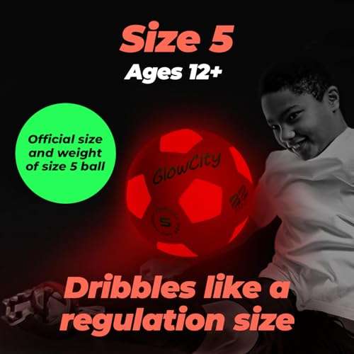 GlowCity Glow in The Dark Soccer Ball | Light Up Indoor/Outdoor Soccer Ball with 2 LED Lights | Pre-Installed Batteries | Fun Gift for Teens 6