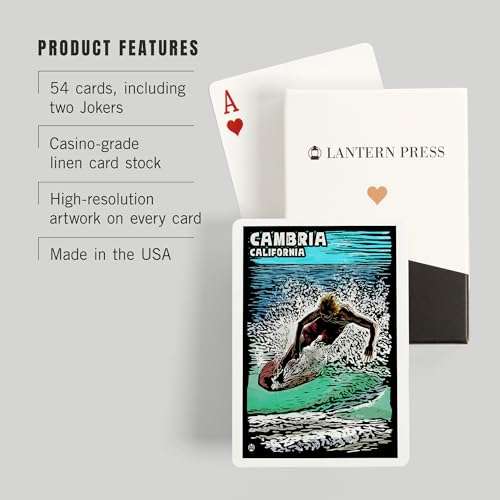 Lantern Press Cambria, California, Skimboard, Scratchboard (52 Playing Cards, Poker Size Card Deck with Jokers) 3