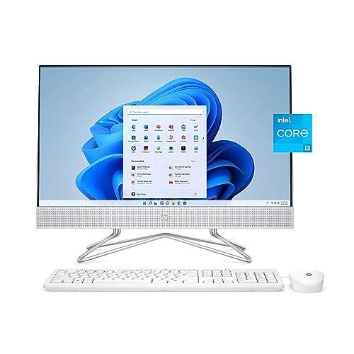 HP FHD 23.8” AIO Desktop PC, 11th Gen Intel Core i3-1115G4 Processor, 16 GB RAM, 512 GB SSD Storage, Win11 H, Remote Work Ready, Mouse and Keyboard (16 GB RAM | 512 GB SSD, Snow White) 1
