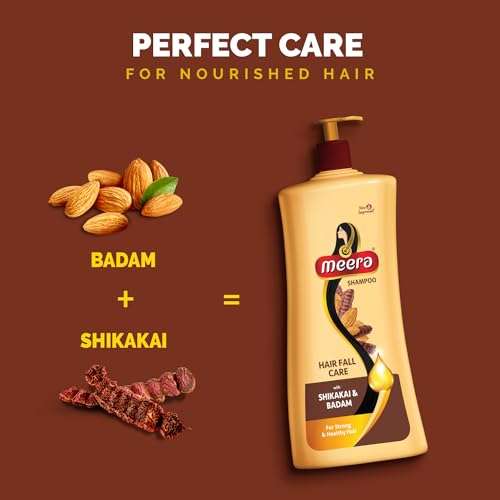 Meera Hairfall Care Shampoo, Goodness Of Badam & Shikakai, For Strong & Healthy Hair, For Men And Women, Paraben Free, 340ml 3