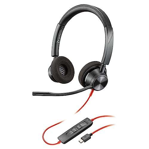 Poly Blackwire 3320 Wired Headset (Plantronics) – Flexible Microphone Boom – Hi-fi Stereo - Connect to PC/Mac via USB-C or USB-A - Works with Teams/Zoom - Amazon Exclusive 1