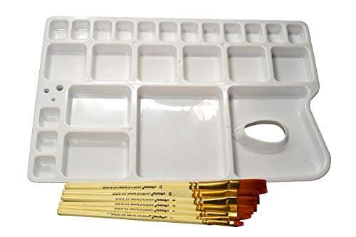 Kids Trends Plastic Pallette with Thumb Hole for painiting,Colour Mixing with 7 Brushes for Kids,Artists. 1
