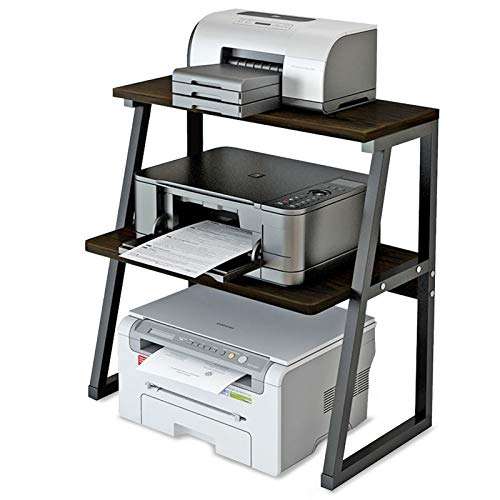 Deston Printer Stand with 3-Tier Storage Shelves, Large Size Multi-Purpose Desktop Organizer for Printer, Copier, Scanner, Files, and Books, 3 Layers Shelves with Steel Frame for Home and Office 1