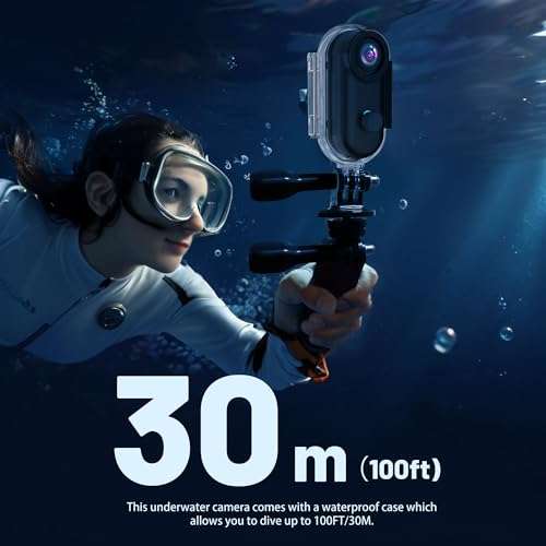 4K Mini Action Camera 128GB Thumb POV Portable Body Cam Wearable Video Recorder with IPX7 Waterproof Underwater Camcorder, Helmet Mount, Magnetic Sport DV for Bike Cycling, Pet, Vlogging(Black) 4