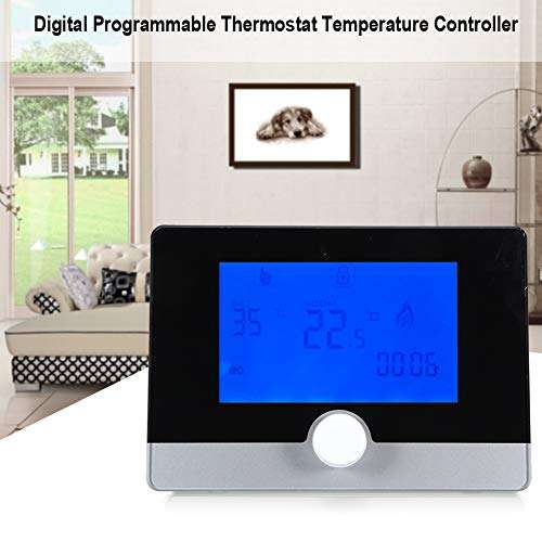 Digital Programmable Thermostat, Room Temperature Controller for The Electric Heating Equipment and Wall-Hung Boiler Heating System(Black) 4