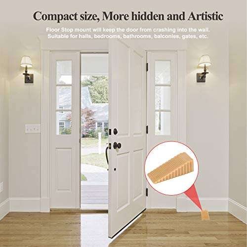 4 Pack Rubber Door Stopper - Door Stop Wedge, Keeps Doors Open, No Sliding or Marking Floors - Blocker for Hotel, Home, or Office (Brown) 6