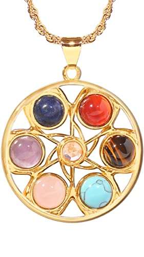 Chakra Healing Necklace Crystals Stones Beads Gold Plated Gemstone Handmade Spiritual Jewelry for Women Girls Gifts 1