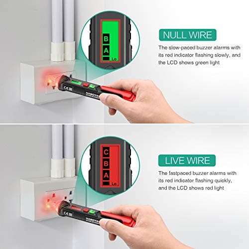 ORIA Voltage Tester, Non Contact AC Electricity Detector, 12V-1000V/48V-1000V Voltage Sensitivity Electric Compact Pen with LCD Display, LED Flashlight, Batteries Included 2
