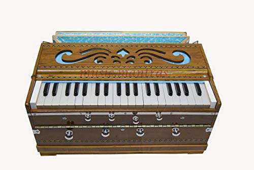 MUSIC MANTRAS Teak Wood Professional Harmonium Peti Bhajan Baja 3 1/4 Octave
