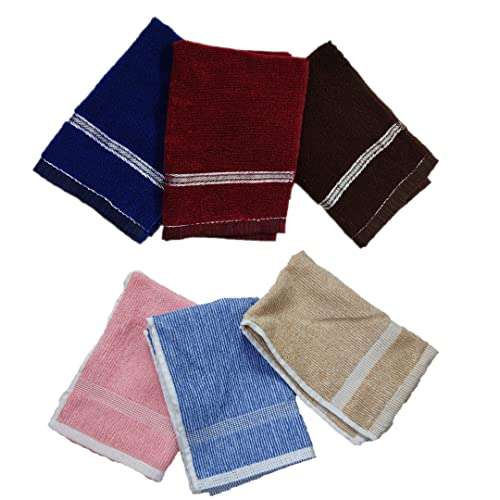 FASH STATION | Hand Towel | Cotton Soft Towel | Set of 6 | Ultra Soft |Super Absorbent Kitchen Hand Towels | Gym Towel | Small Size | Face Napkins Towels. 1