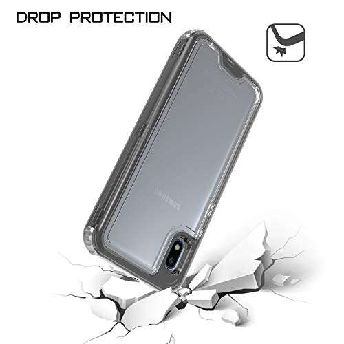 EnCASEs 3 in 1 Full Body Cell Phone Case for Samsung Galaxy A10E, Heavy Duty Front & Back Hybrid Case, Shockproof Bumper Case Cover, Smoke Frame 5