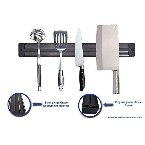 Aqtus 33cm (2 Pcs) Magnetic Knife Bar, Magnetic Knife Storage Strip, Magnet Kitchen Knife Holder, Knife Rack Strip Patti 13 Inch (Black) 5