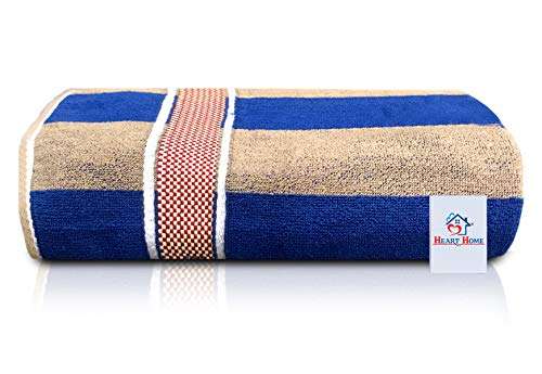 Heart Home Cotton 2 Pieces Bath Towel Super Soft, Fluffy, and Absorbent, Perfect for Daily Use 100% Cotton Towels, 500 GSM (Blue)-HEART11590 2