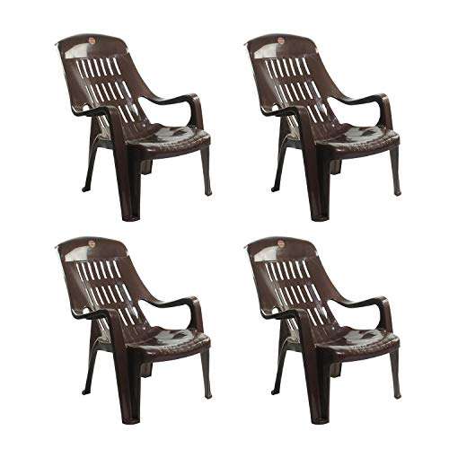 Cello Comfort Relaxing Plastic Chair | Cello Chair | Plastic Chair | Brown Colour | Comfort Chair | Chairs (Set of 4) 1