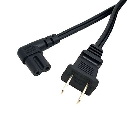 JSER USA 2pin Male to 90 Degree Right Angled IEC 320 C7 Power Supply 220V 10A Max Cord Cable 100cm 1