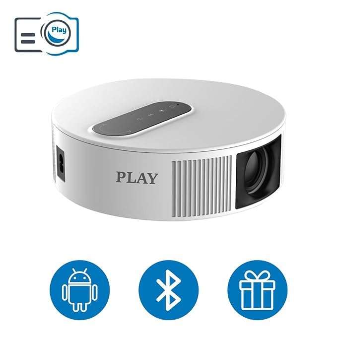 Play Android 9 New Launched 2024-P2 Full HD 1080P Touch Sensor Smart LED Display 4D Keystone with Efficient WiFi Mirroring with Inbuilt Speaker 5500lm, Electric Remote Focusing Projector 2
