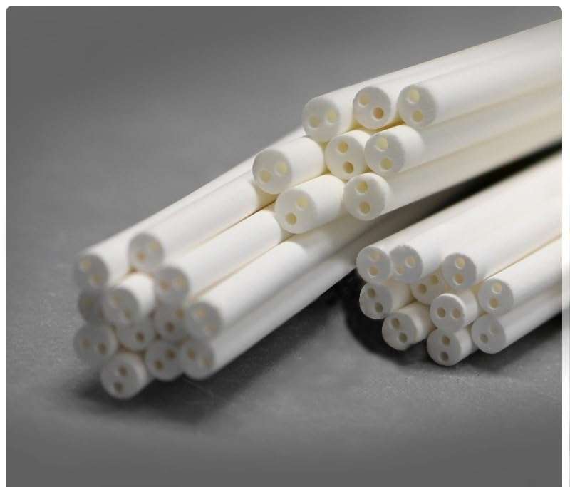 XvuaTeIw Tube Thermocouple Temperature Sensor Protective Tube High Temperature 1900 Degrees With 2 Inner Hole Ceramic(7x1.8x210mm) 4