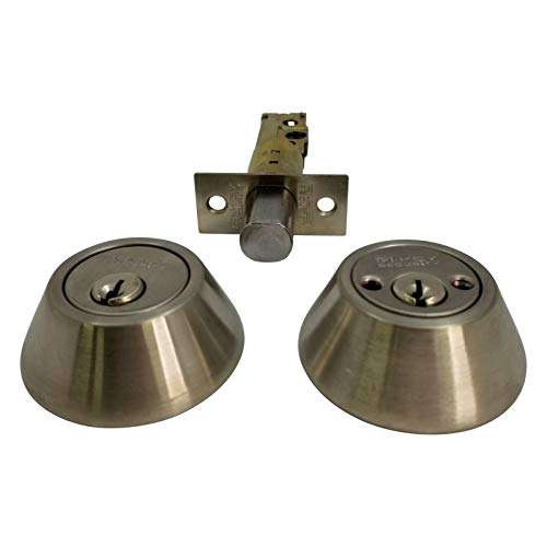RI-KEY SECURITY - Double Sided DeadBolt Lock Entry Door Keyed Cylinder with Keys Stainless Steel 2