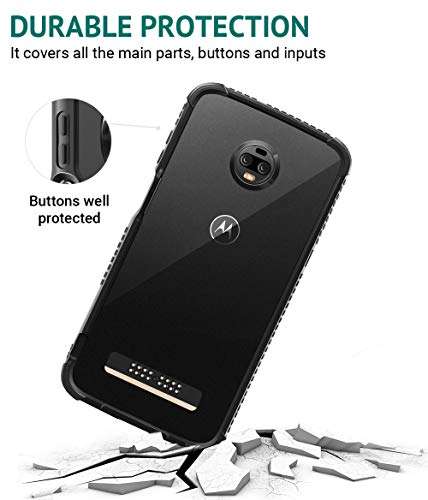 Casewe - Motorola Moto Z3 / Z3 Play Protective Flexible Bumper Case Cover/Compatible with Moto Mods - All Matte Black 3