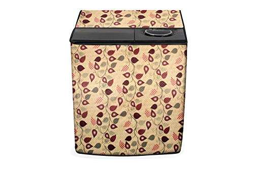 Stylista Top Load Semi Automatic Washing Machine Cover Suitable for Intex 7.2 kg, 7.5 kg, 7.6 kg, 8 kg & 8.5 kg Petals Pattern Yellow
