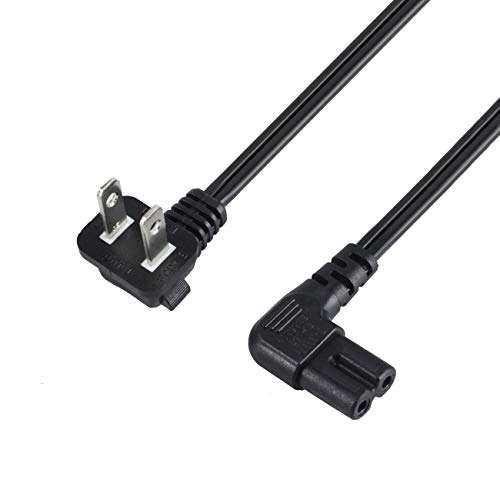 VSEER 1.5FT SPT-2 18 AWG Angled 2-Slot Non-Polarized Angle Figure 8 Power Cord (IEC320 C7 to Nema 1-15P), Black (1.5FT) 1
