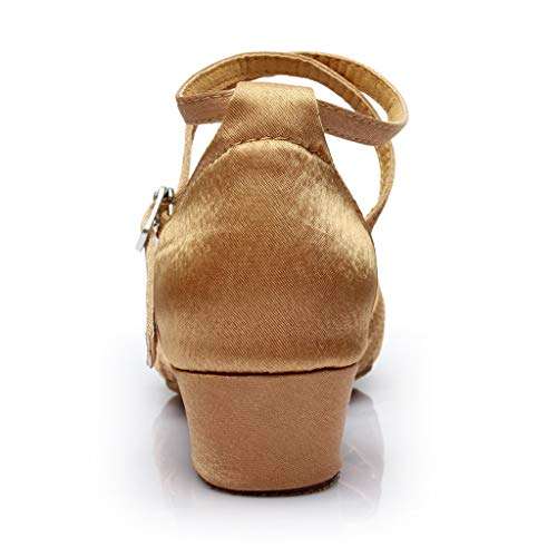 HENWERD Ballroom Dance Shoes for Women Latin Salsa Rhinestone Performance Shoes Sandals (Khaki,6 US) 6