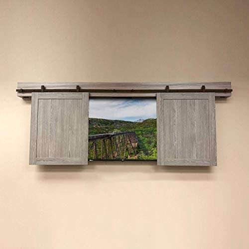 Architectural Products 10 Foot (120 inch) Mini Barn Door Hardware 2-Piece Kits for Double Cabinet Doors Top Mount Design in Oil Rubbed Bronze FSDH-TOPMT-OB-10-DD trimmable Down to 115" 2