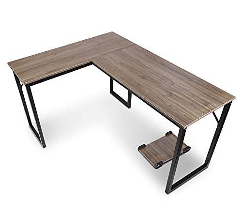 TUSY Modern L-Shaped Desk Computer Corner Desk Gaming Office PC Table, Sturdy Simple Industrial Style Home Office Writing Workstation Steel 1