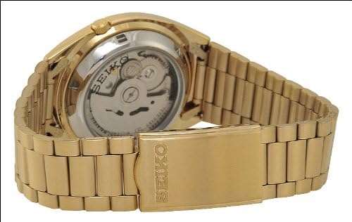 Seiko Men's SNXL72 5 Automatic Gold Dial Gold-Tone Stainless Steel Watch 3