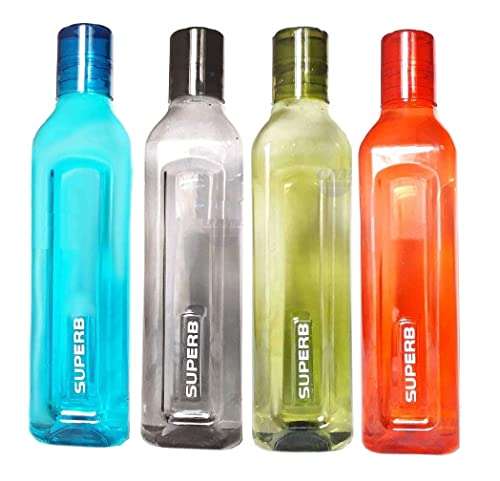 Plastic water bottles for summer, Multi color, 1 Litre, Unbreakable, Food Grade Plastic (Pack of 6) 5