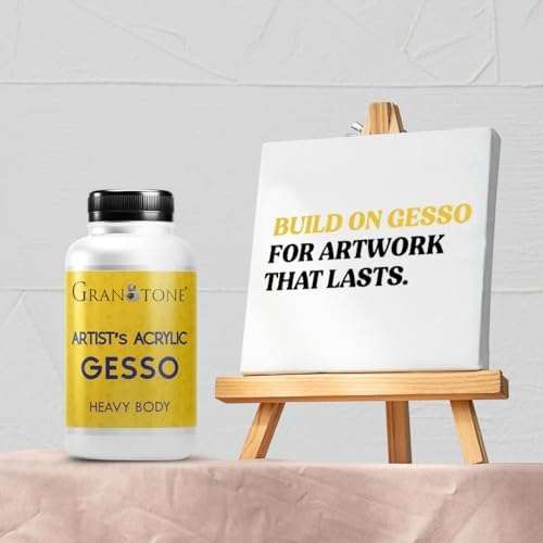 GRANOTONE Acrylic Gesso Water Base Non-Toxic Universal Gesso Primer to Apply as an Undercoat Before Painting for Extra Coverage Ideal for Pro Artist Hobby Painters & Kid (500 milliliters, White) 6