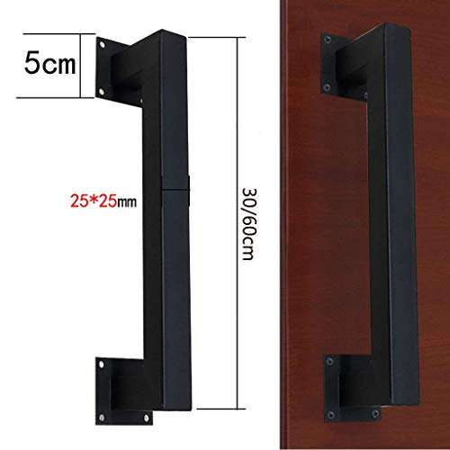 XLAHD Bathroom Shower Door Handle,Wrought Iron Square Tube Door Handle, Black Industrial Wind Barn Door/Cabinet Door/Wood Door Handle,60cm 2