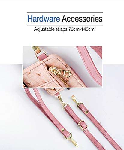 Travel Shoulder Bag for Ladies, Caxion Casual Pouch Teengirls Wallet Crossbody Purse Pocket Zippered Compartment Leather Pouch Cell Phone Bag Fit for Samsung Galaxy Note 8/S9/S9 Plus/S8/S7 Edge - Pink 4