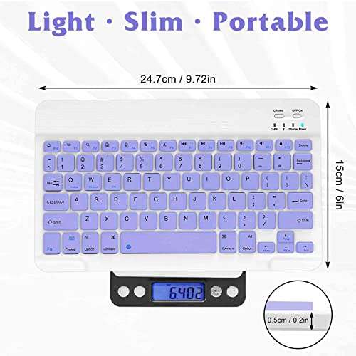 Rechargeable Bluetooth Keyboard and Mouse Combo Ultra Slim for Samsung Smart TV and All Bluetooth Enabled Android/PC-Lavender Purple Keyboard with RGB LED Lavender Purple Mouse 4