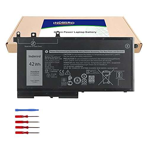 INDMIRD 42Wh 3DDDG DELL Laptop Battery Replacement for Dell Precision 3520 3530 Latitude E5280 E5480 E5580 5280 5288 5290 5480 5488 5490 5491 5495 5580 5590 3VC9Y 45N3J 80JT9 049XH 451-BBZP 11.4V 1