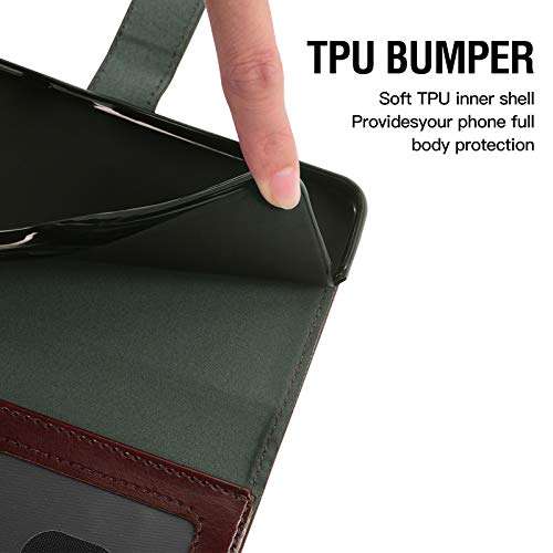 Asuwish Compatible with OnePlus 7T Pro OnePlus7TPro 5G Mclaren Edition Wallet Case Tempered Glass Screen Protector Leather Flip Cover Card Holder Cell Phone Cases for One Plus 7TPro 1Plus 1 + 1+ Brown 6