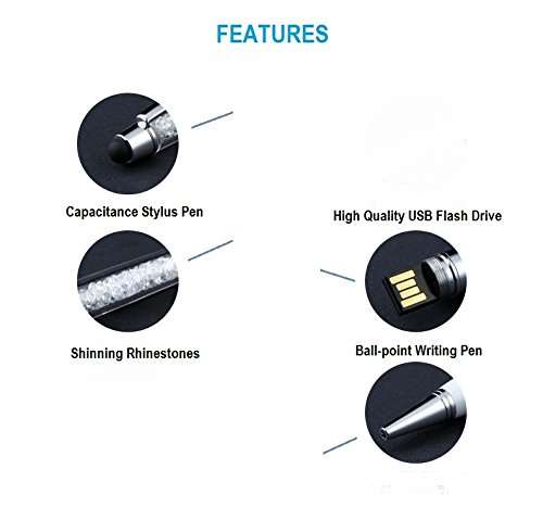 KBR 1+1 Diamond Crystal Stylus Combo 4gb White pendrive 3