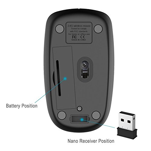 Trands TR-MU337 Wireless Optical Mouse 2.4GHz with Nano Receiver, 800-1600 DPI Adjustable, Photoelectric Sensor, 10m Range, AA Battery Powered for PC Laptop, Ergonomic Ultra-Thin Compact Design 4