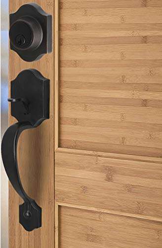 Gobrico 3 Sets Exterior/Interior Handlesets,Wave-Style Door Lever and Single Cylinder Deadbolts 2