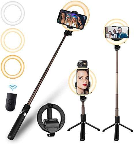 10" Selfie Ring Light with Tripod Stand & Flexible Phone Holder for Live Stream/Makeup