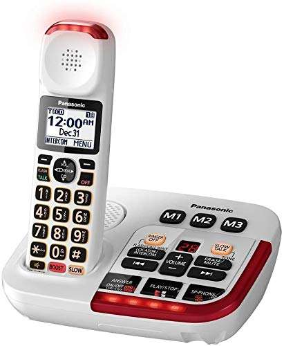 Panasonic KX-TGM420W + (3)KX-TGMA44W Amplified Cordless Phone with Digital Answering Machine Expandable upto 6 Handsets and Voice Volume Booster 40 dB 2