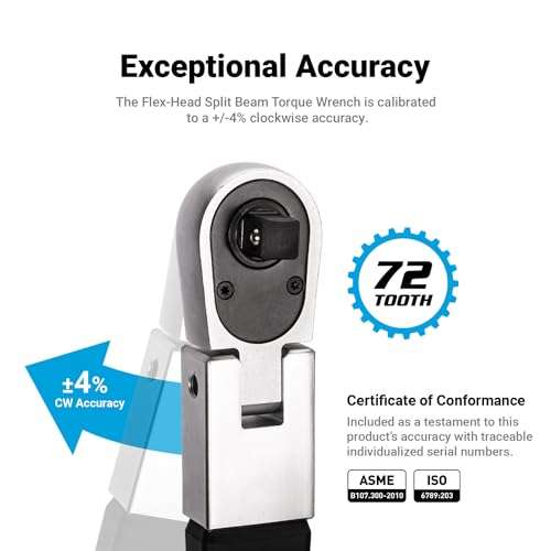 Capri Tools 1/2 in. Drive Flex-Head Split Beam Torque Wrench, 50-250 ft. lbs. 3