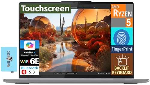 Lenovo Yoga 7 2-in-1 Laptop 16.0" Touchscreen FHD+ Display (AMD Ryzen 5 8640HS, 8GB LPDDR5, 512GB SSD, Active Pen, Copilot, Backlit KB, Fingerprint, WiFi 6E, Win 11 Home) w/DKZ USB Port Expander 1